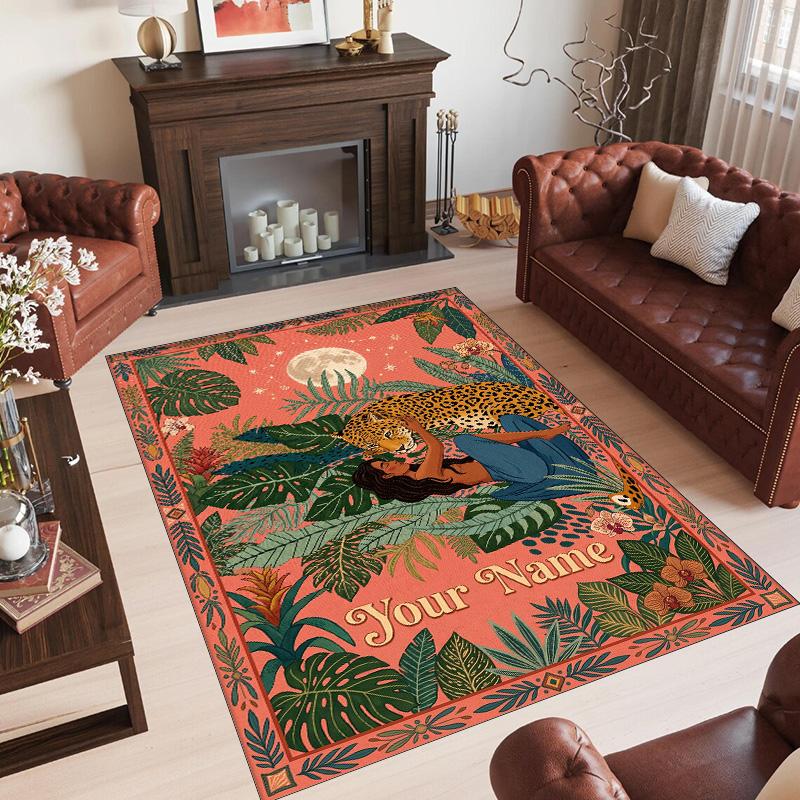 Cosmic Theme Crystal Velvet Floor Rug Personalized Custom Name Text Warm Carpet Home Decoration