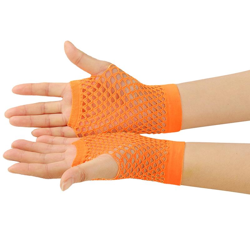 1Pair Womens Short Fishnet Net Gloves Fingerless Mesh Gloves Punk