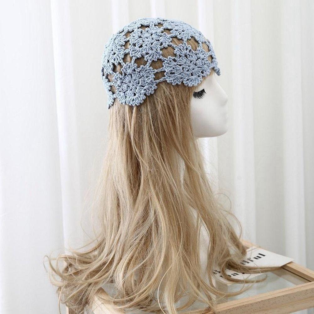 Basin Hat Hollow Flower Knitted Hat Ethnic Style Beanies Cute Crochet Bucket Hat  Warm