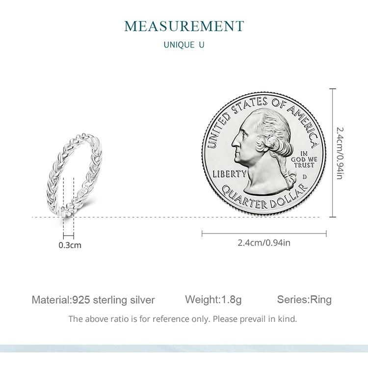 BAMOER, стерлинговое серебро 925 пробы, плетеная текстура, витая полоса вечности, плетеные кольца на палец, ювелирные украшения, подарок для женщин