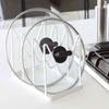 Kitchen Pot Lid Stand with Anti-skid Mat 4 Compartments V-shaped Cutting Board
