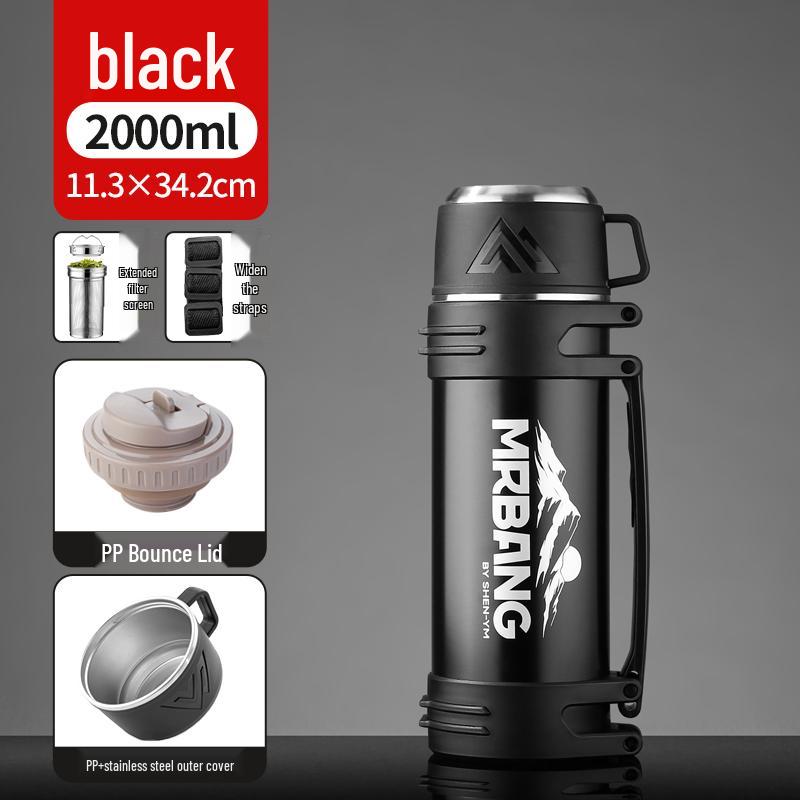 316 Stainless Steel Thermos Flask - Large Capacity, Portable Hot Water Bottle for Men and Women, Ideal for Construction Site or Home Use.