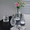 Transparent Glass Vase French Style Retro Relief Vase Hydroponic Flower Arrangement Container Room Desktop Decoration Ornament