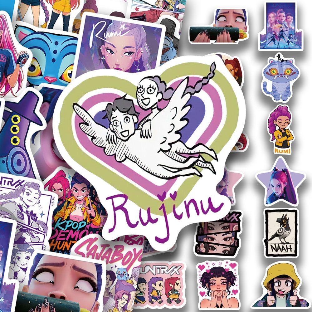 60 шт. kpop охотники на демонов Мультяшные наклейки, Наклейки для бутылок с водой Водонепроницаемые наклейки Наклейки из фильмов и аниме для ноутбука, дневника, скейтборда, гитары, багажа