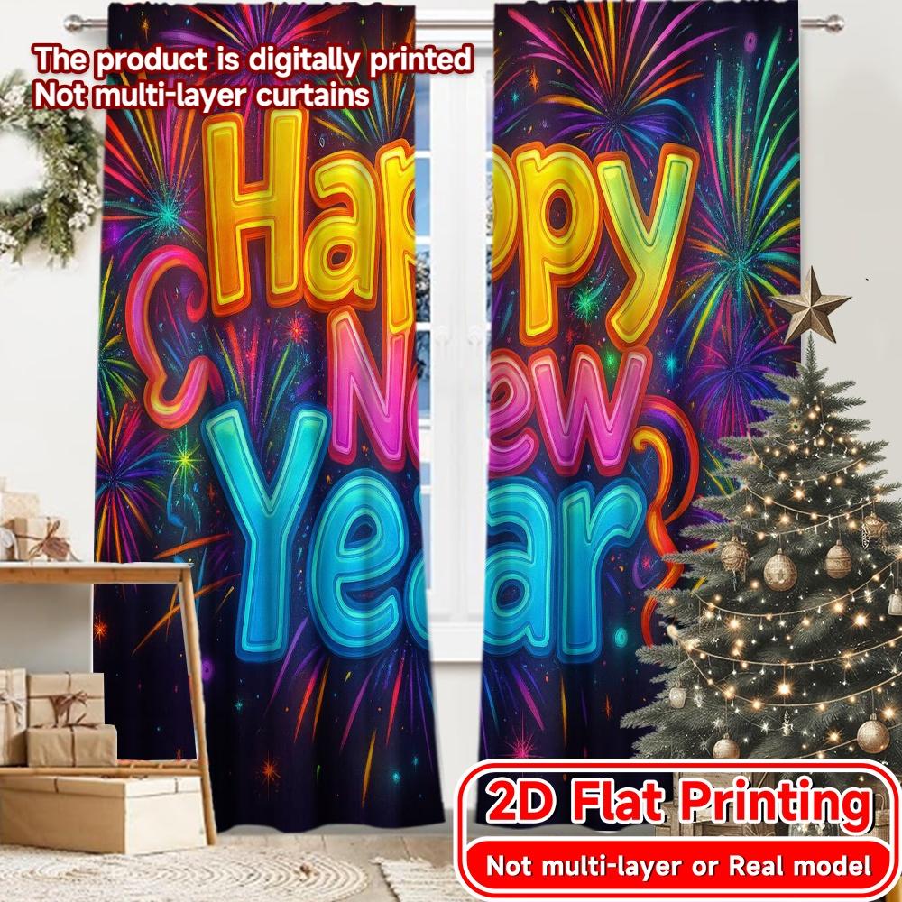 Современные Плоскопечатные Занавески Newyearjoy Прочные Полиэстеровые Подарки Идеальны для Гостиной Дома Светофильтрующий Комплект из 2 штук Отличный Декор