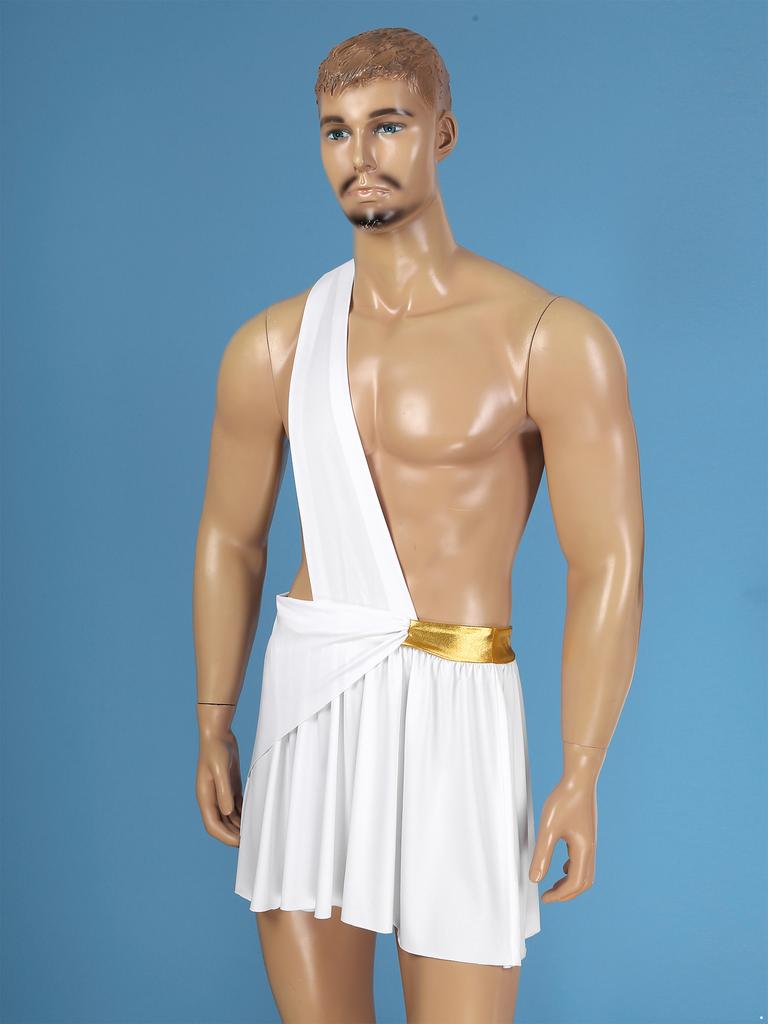 Men's Halloween Role Play Costumes One Shoulder Ancient Greek God Lingerie Knight Warrior Costume Cosplay