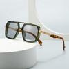 New European And American Style Men'S Aviator Glasses Retro Double Bridge Square Frame Sunglasses Ready Stock 620