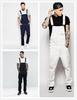 Men's Slim Fit White Denim Overalls - European and American Style