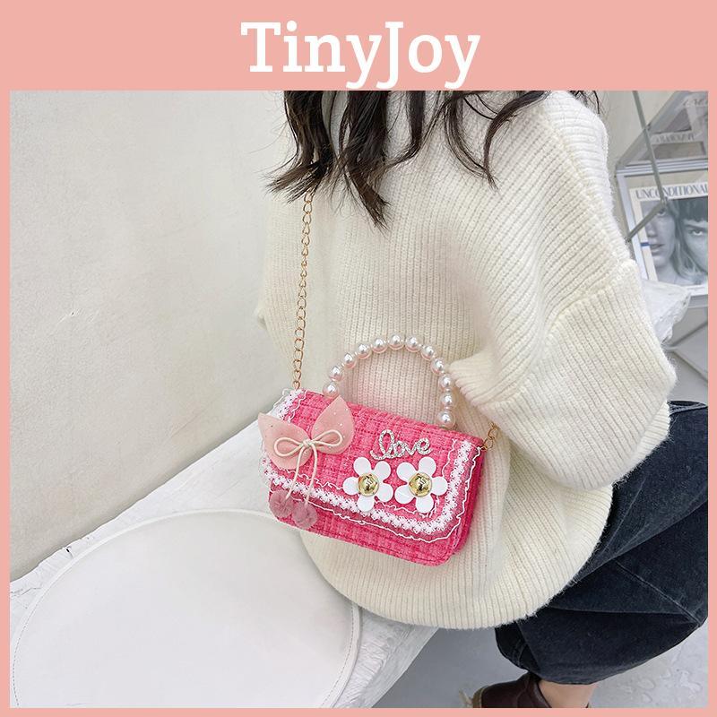 Kids Girl Stylish Small Bag With Pearl Handle And Colorful Pattern For Everyday School And Play
