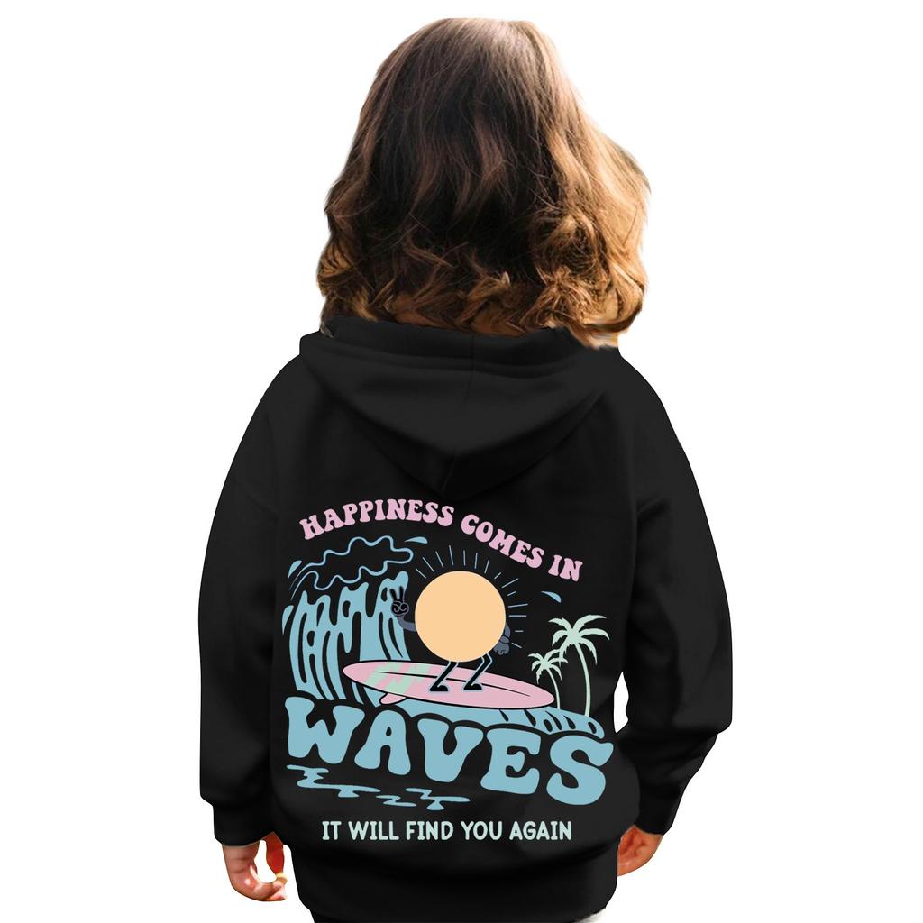 Детские толстовки, свободная спортивная рубашка с капюшоном и принтом, модная спортивная рубашка