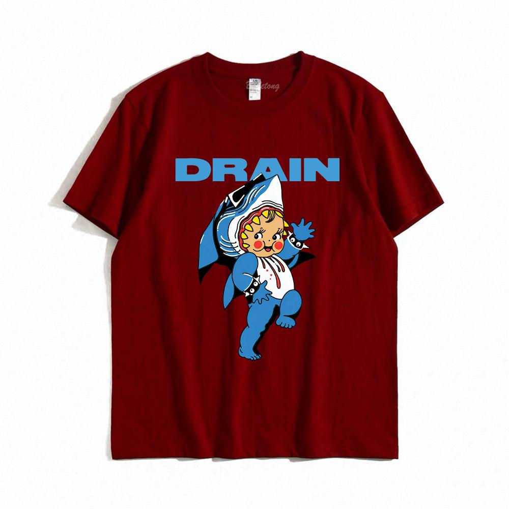 Drain Band 2025 НОВАЯ футболка Хип-хоп принт Футболки Короткий рукав Мужская Панк Футболка Готическая Уличная одежда Высокое качество 100% хлопок Топы