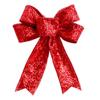 23CM Large Red Sparkling Glitter Christmas Ribbon Bow Christmas Tree Decoration