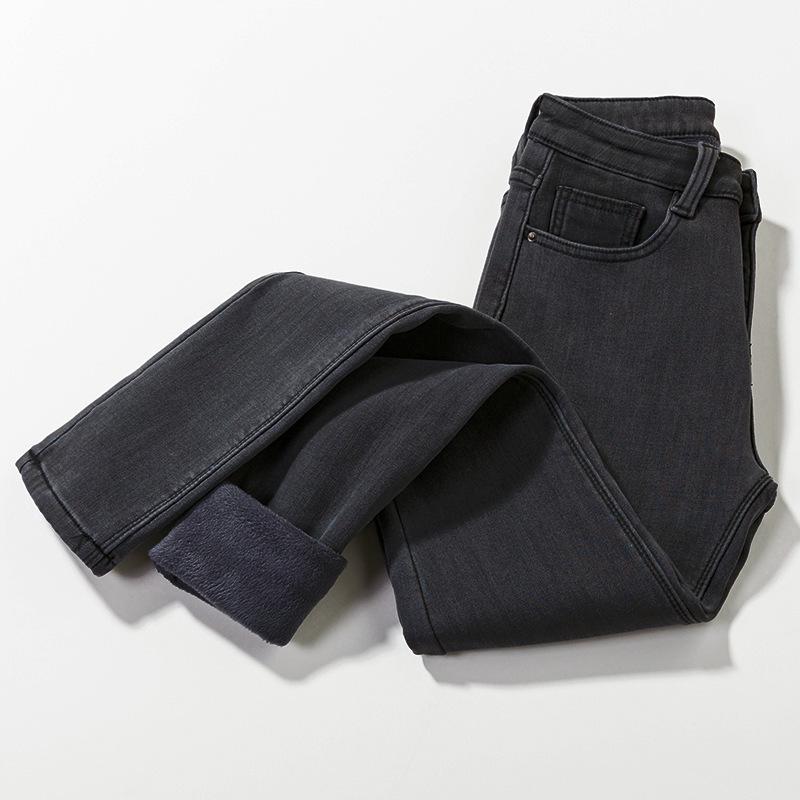 Вельветовые джинсы с высокой талией в корейском стиле: Теплые, Эластичные, Облегающие Брюки-карандаш для Женщин - Идеально подходят для Осени и Зимы