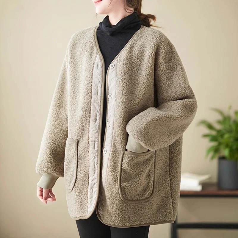 Coat for Women Winter Thickened Casual Oversize Double Layer Windbreaker Padded Loose Jacket