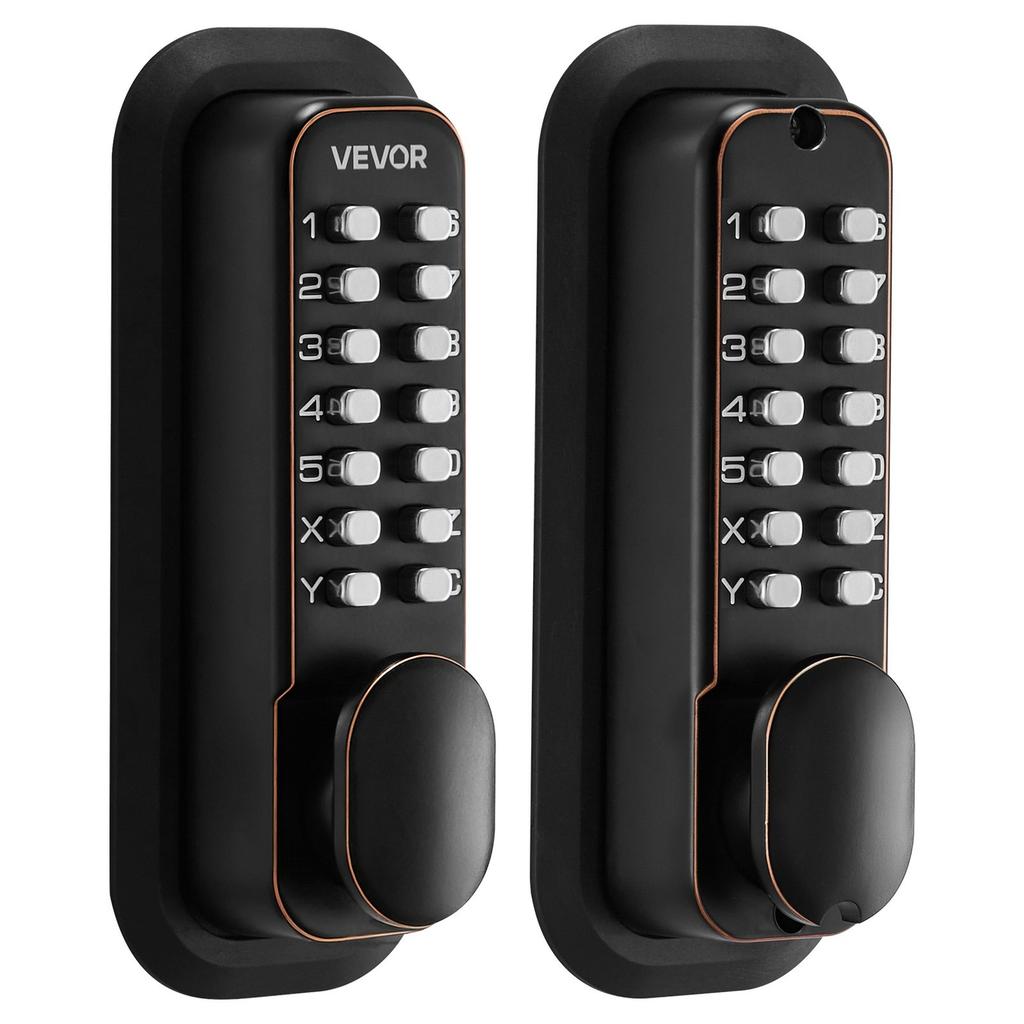 Mechanical Keyless Entry Door Lock, 2.0 Code Upgrade, 4-7 Digits Code, Double-Sided Push Button Combination Mechanical Keypad Door Knob, Auto Locking,