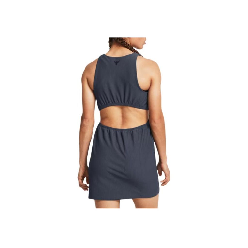 Under Armour Однотонное платье с круглым вырезом, облегающего кроя, короткое, без рукавов, женское, серое 1382715-044