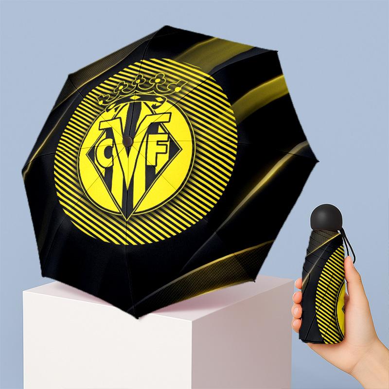 Villarreal FC Mini 5 Fold Pocket Umbrella Compact Lightweight Anti UV Rain Sun Protection Umbrella Portable Travel Umbrella