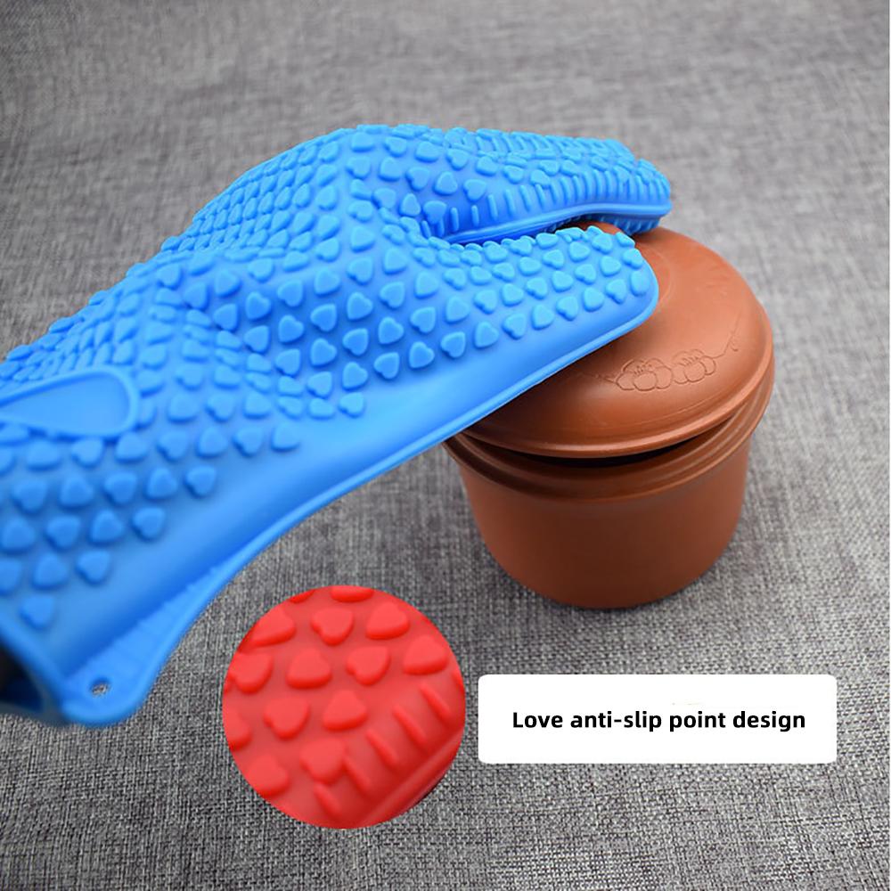 1 пара силиконовых термостойких перчаток, нескользящие прихватки для выпечки, безопасные для использования в духовке и микроволновой печи, эргономичный дизайн, кухонные принадлежности для жарки и барбекю 500℃