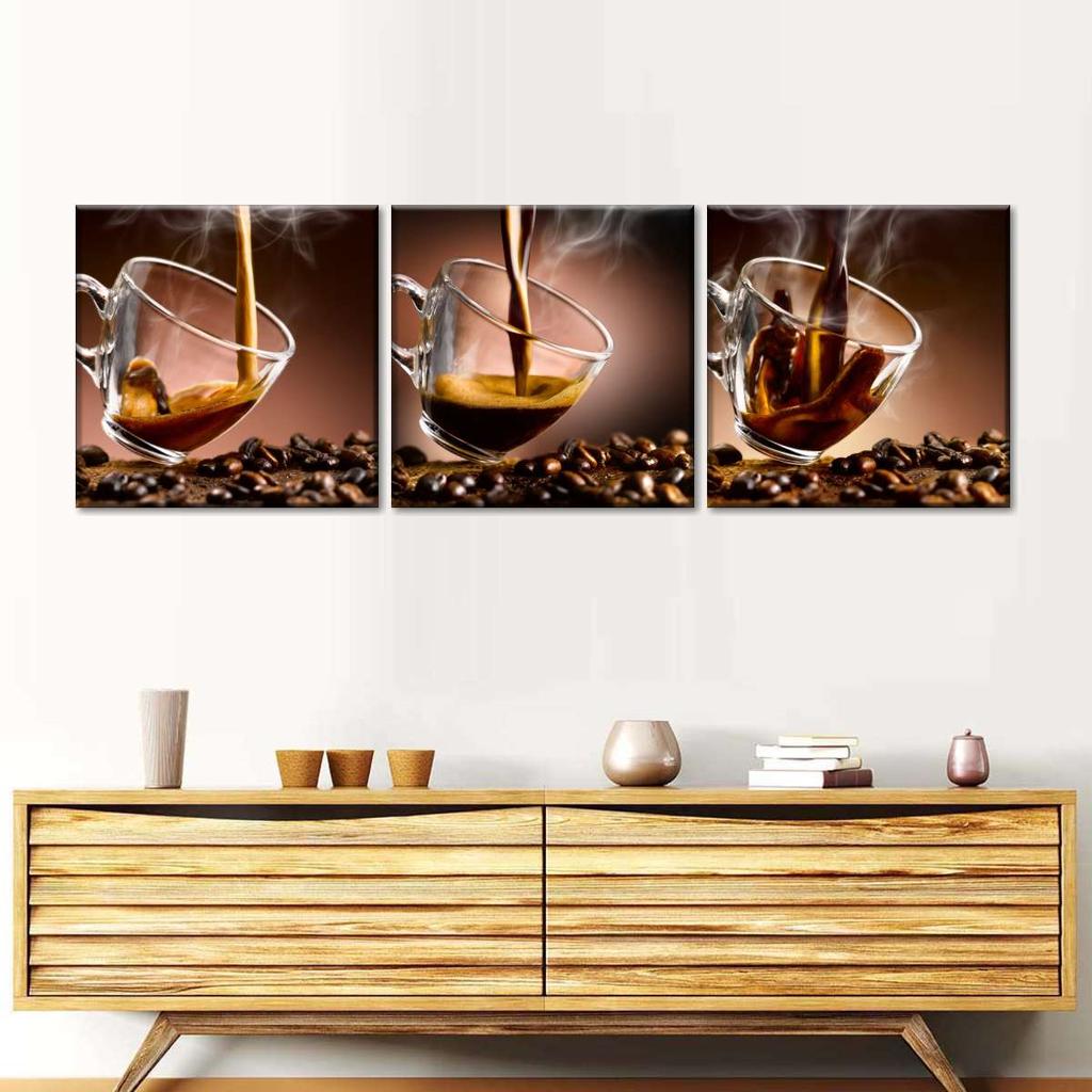 Винтажная картина на холсте Coffee Sensation Настенное искусство Горячие напитки Кофейные зерна Постеры и принты Кофейня Декор для стен в кафе Без рамки