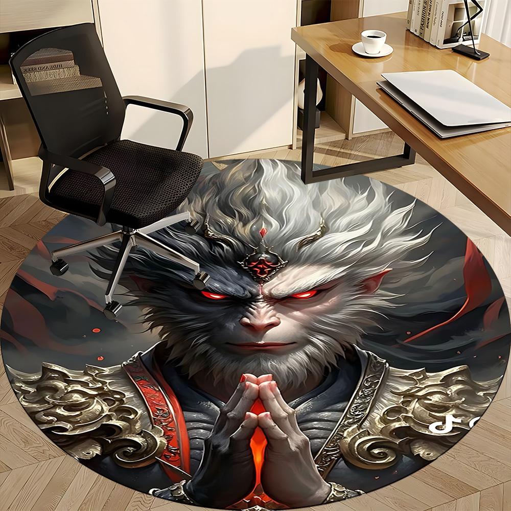 1PC Black Myth: Wukong Office Round Area Rug, Indoor Mat Suitable For Office, Under Office Chairs Bedroom Living Room Home Decor DT1212045