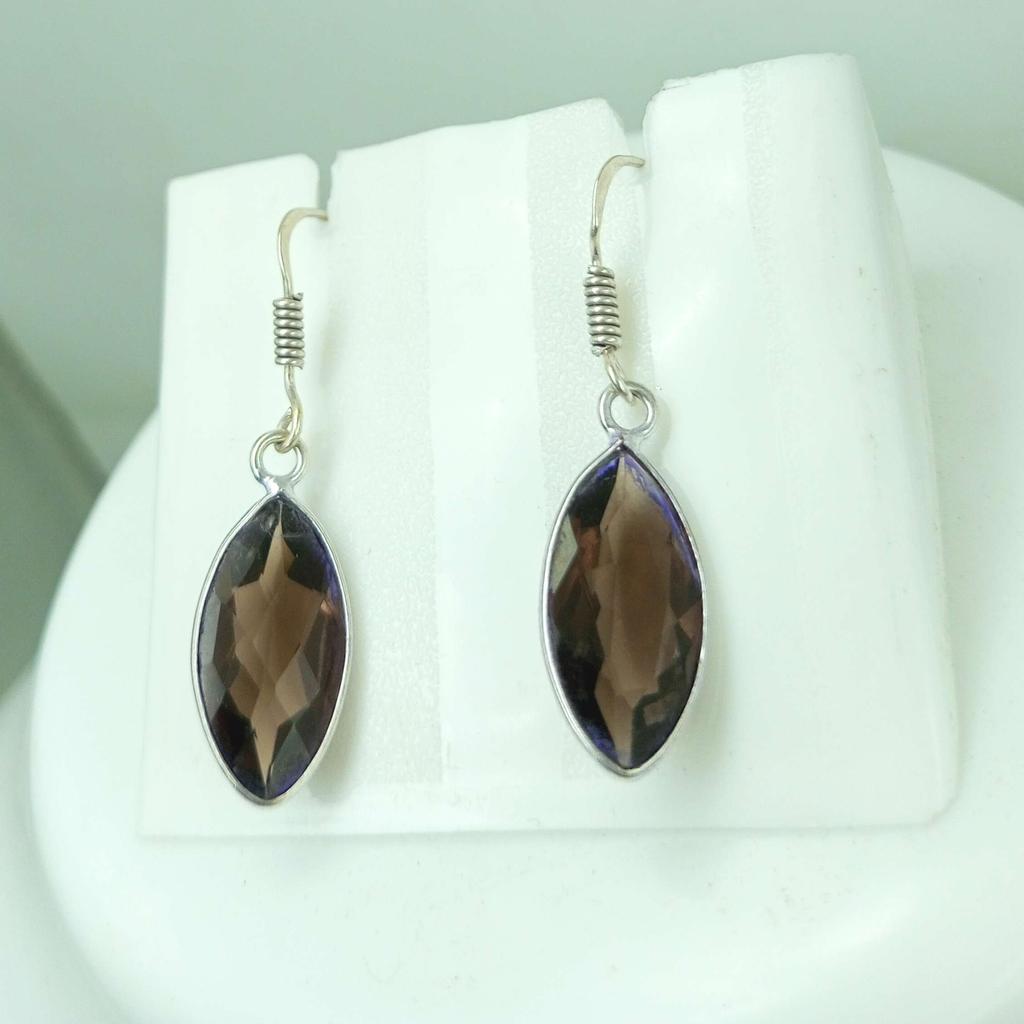 Смоки топаз драгоценный камень 925 пробы посеребренный крючок женские серьги ювелирные изделия WHE-E55