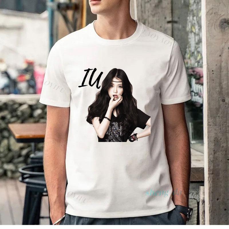 IU Tshirt Unisex Women Unisex Lee Ji Eun Fans Clothes Popular Shirts Uaena Short Sleeve Round Neck Streetwear Kpop Top