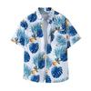 Casual Lapel Short Sleeve Buttons Closure Men Shirt Summer Floral Leaves Printed Thin Hawaiian Beach Shirt Streetwear