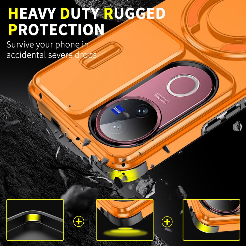 KEYSION Вращающаяся на 360° подставка-кольцо Чехол для телефона для VIVO V50 5G Защита камеры со сдвигом Магнитная противоударная задняя крышка для VIVO V50
