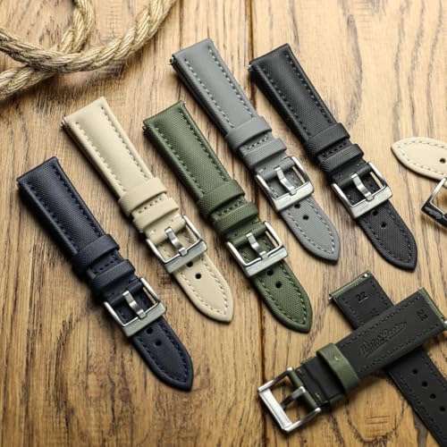 WatchGecko Atlas Водонепроницаемый ремешок для часов из парусины - Пряжка из нержавеющей стали - Прочный и удобный - 21 мм, Синий