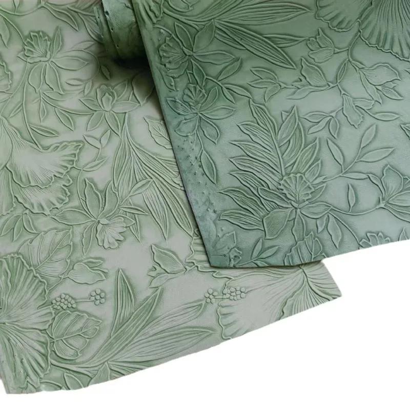 50x135cm PU Embossed Flower Faux Leather Fabric Soft Retro Style Synthetic Leather for Home Upholstery Bags Sewing Crafts
