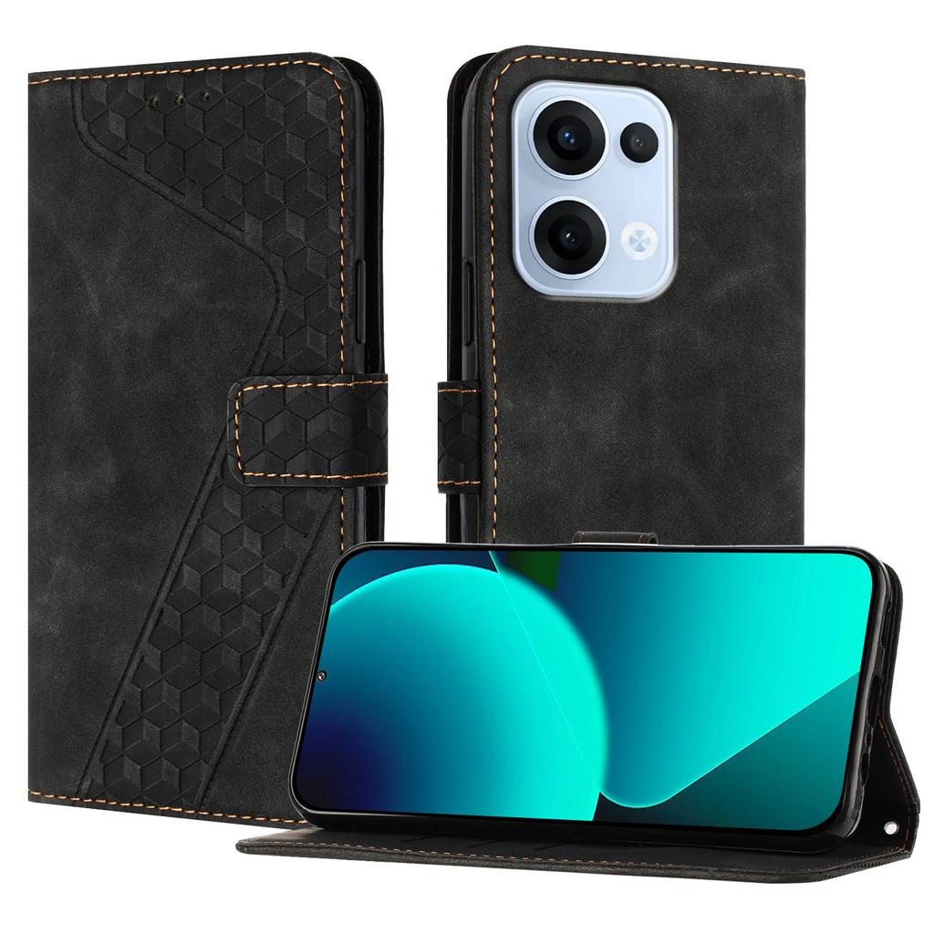 Для Oppo Reno13 5G (Глобальный) Кожаный чехол с 7-образным узором, кошелек-подставка, противоударный чехол для телефона