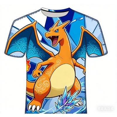 Футболка с коллаборацией Pokémon Пикачу Генгар Псайдак Аниме Мерч Свободный Короткий Рукав