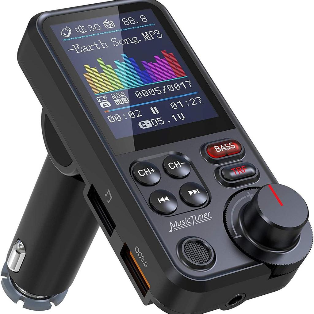 BT93 Bluetooth FM Transmitter: Car MP3 Player with USB, Lossless HiFi, High/Low Tone Equalizer