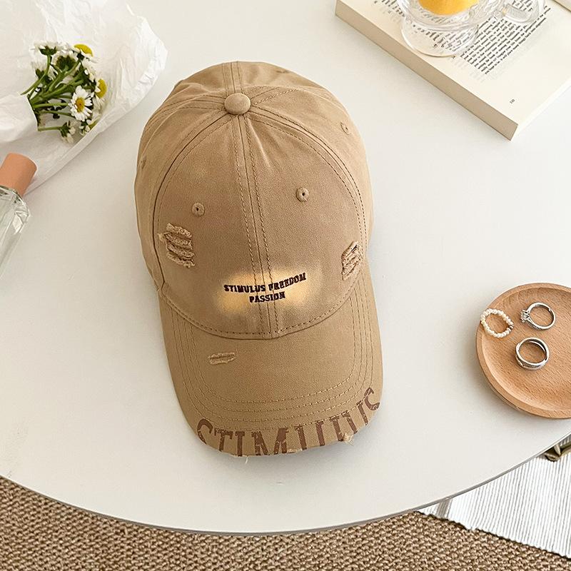 Letter Embroidered Baseball Cap Women'S Spring And Summer Face Small Edging Peaked Cap Edging Sunscreen Cap