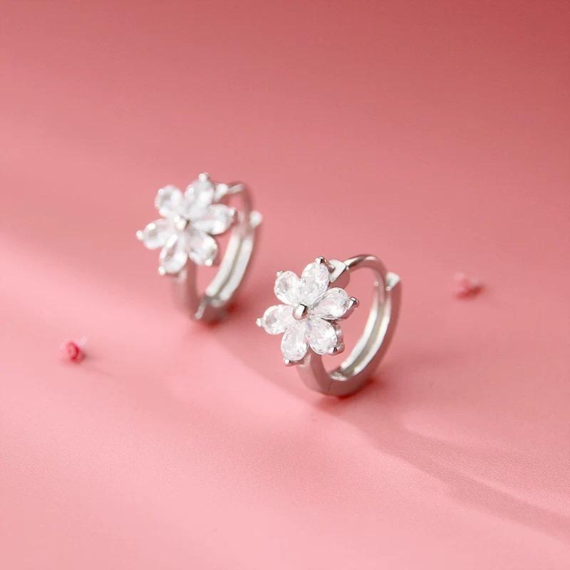 Xiaomi 925 Sterling Silver Vintage Earrings For Women Trendy Simple Flower CZ Earring Jewelry Prevent Allergy Party Accessories Gift