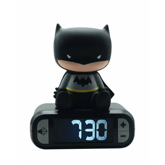 LEXIBOOK - Réveil veilleuse Batman - Sons et mélodies, écran LCD rétro-éclairé et lumineux - Noir