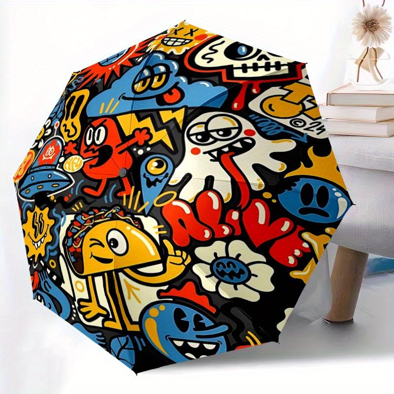 1pc Cartoon Characters Automatic Open 8-Rib Windproof Umbrella, Travel & Commuting, Suitable for All Seasons, Lightweight Portable 097