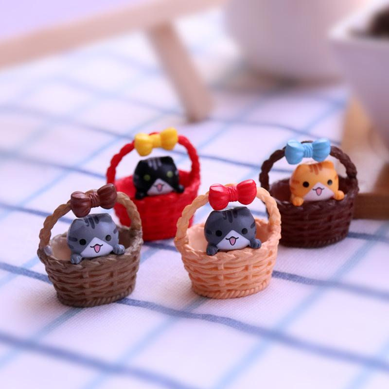 4 шт. Японский Chi'S Сладкий Дом Кошки Игрушки DIY Смоляная Корзина Фигурка Кошки Украшения Декор Детская Игрушка Домашний Кукольный Домик Декор