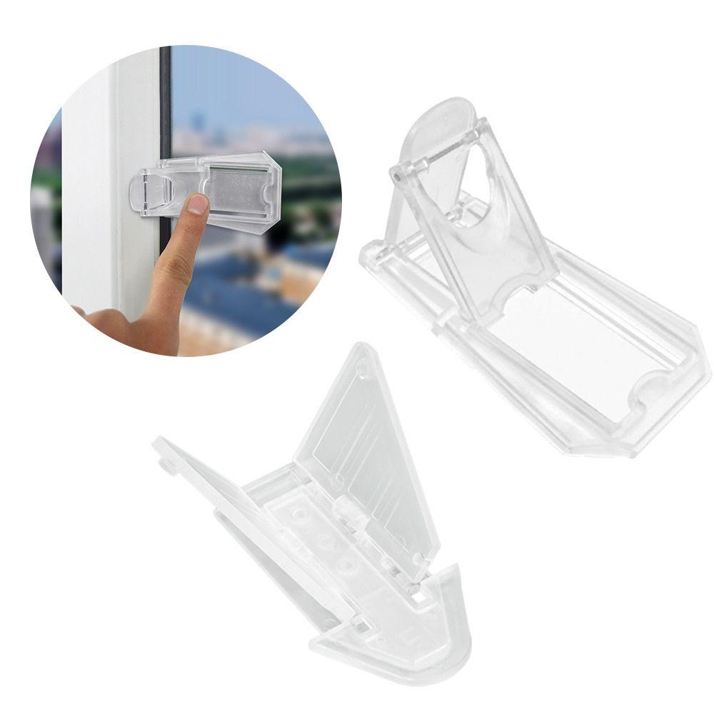 Transparent Sliding Door Lock Self-adhesive Sliding Sash Stopper for Child Security Protection