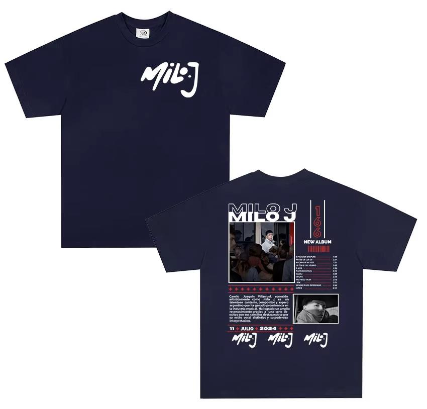 Rapper Milo J 166 Tour 2026 Album T Shi6rts Men Retro High Quality Short Sleeve Tshirts Oversized Tee Cotton TShirt Streetwear