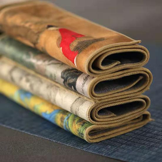 Tea Towel Chinese Painting Tea Coaster Exquisite Workmanship Strong Water Absorption Table Mat for Home