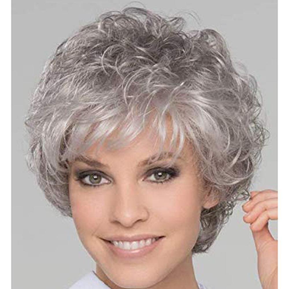 Ladies' Silver White Gradient Short Curly Hair Fashionable Headband