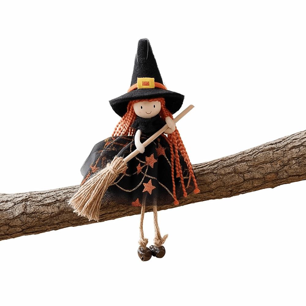Kid Toy Broom Girl Angel Pendant Bell Foot Witch Figurine Handicraft  Party Supplies