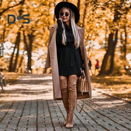 Платье женское осень-зима на шнуровке с высокой талией, высоким воротником, длинными рукавами, облегающее, плотное, теплое, мини-платье