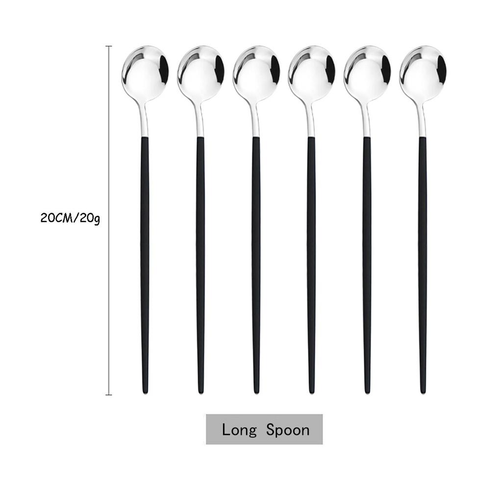 6 шт./компл., красочная ложка с длинной ручкой, столовая посуда, посуда для сока, кофе, перемешивающая посуда, ложка для мороженого, набор столовых приборов, кухонные инструменты