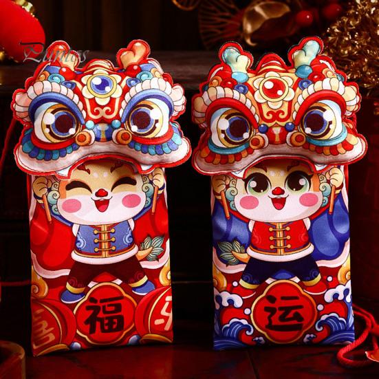 2024 год Дракона, красный конверт, мультяшный китайский Новый год, красный пакет из ткани Хунбао, подарок, денежный конверт, украшение для вечеринки в честь Лунного года