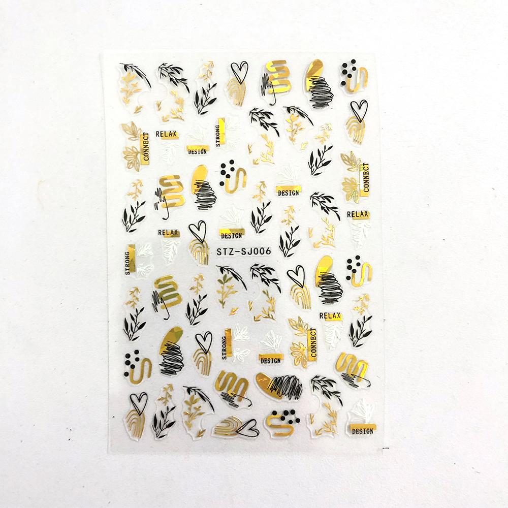 Abstract Line DIY Nail Stickers for Women Girls Nail Art Decorations Rose Gold Spring 3D Sliders for Manicure Nail Polish Decals