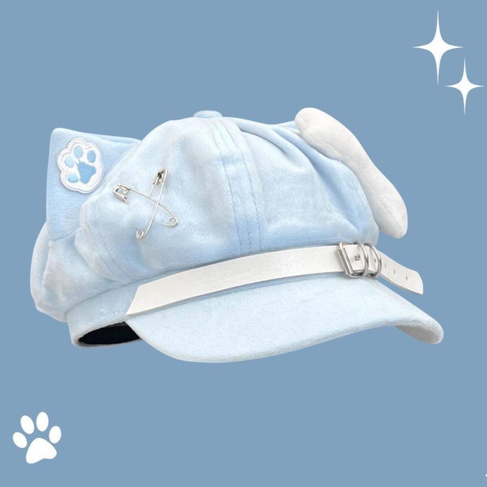 Cute Cat Ears Women's Beret Anime Cat Paw Pattern Newsboy Cap Sweet Japanese Style Baseball Cap Everyday Outfits