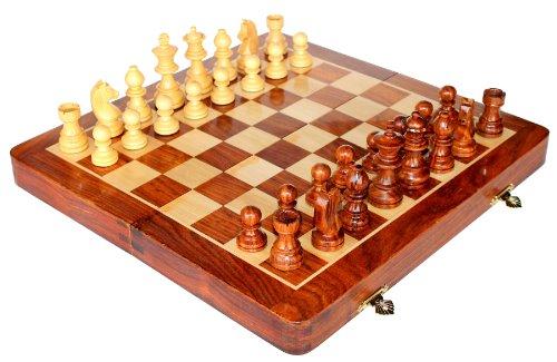 Stonkraft 14" x 14" Коллекционная складная деревянная шахматная доска + Деревянные магнитные фигуры для игры