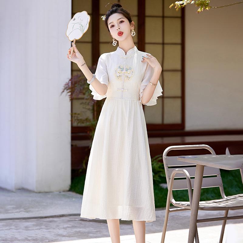 2024 Summer Women's Chinese Embroidery Cheongsam Dress AH2457